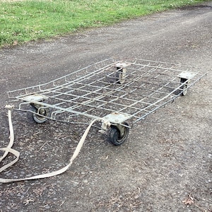 Cart Metal Wire Industrial Wheeled Antique