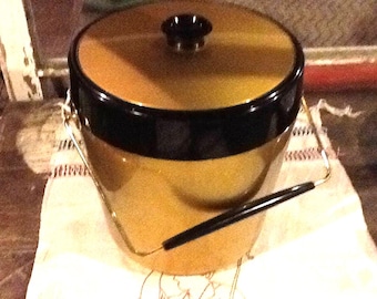Ice Bucket Retro Gold Black Bar Ware