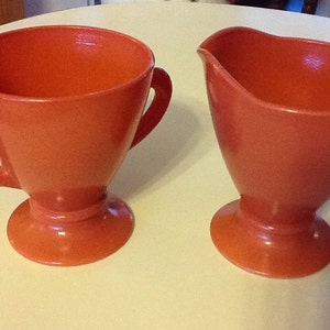 Fire King Cream and Sugar Peach Colored Glass Antique