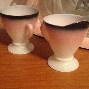 Pink Black Hazel Atlas 1940 Cream Sugar