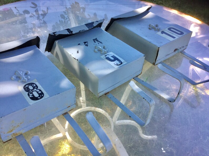 Mailbox Hanging Cabins Metal Numbered Antique Set
