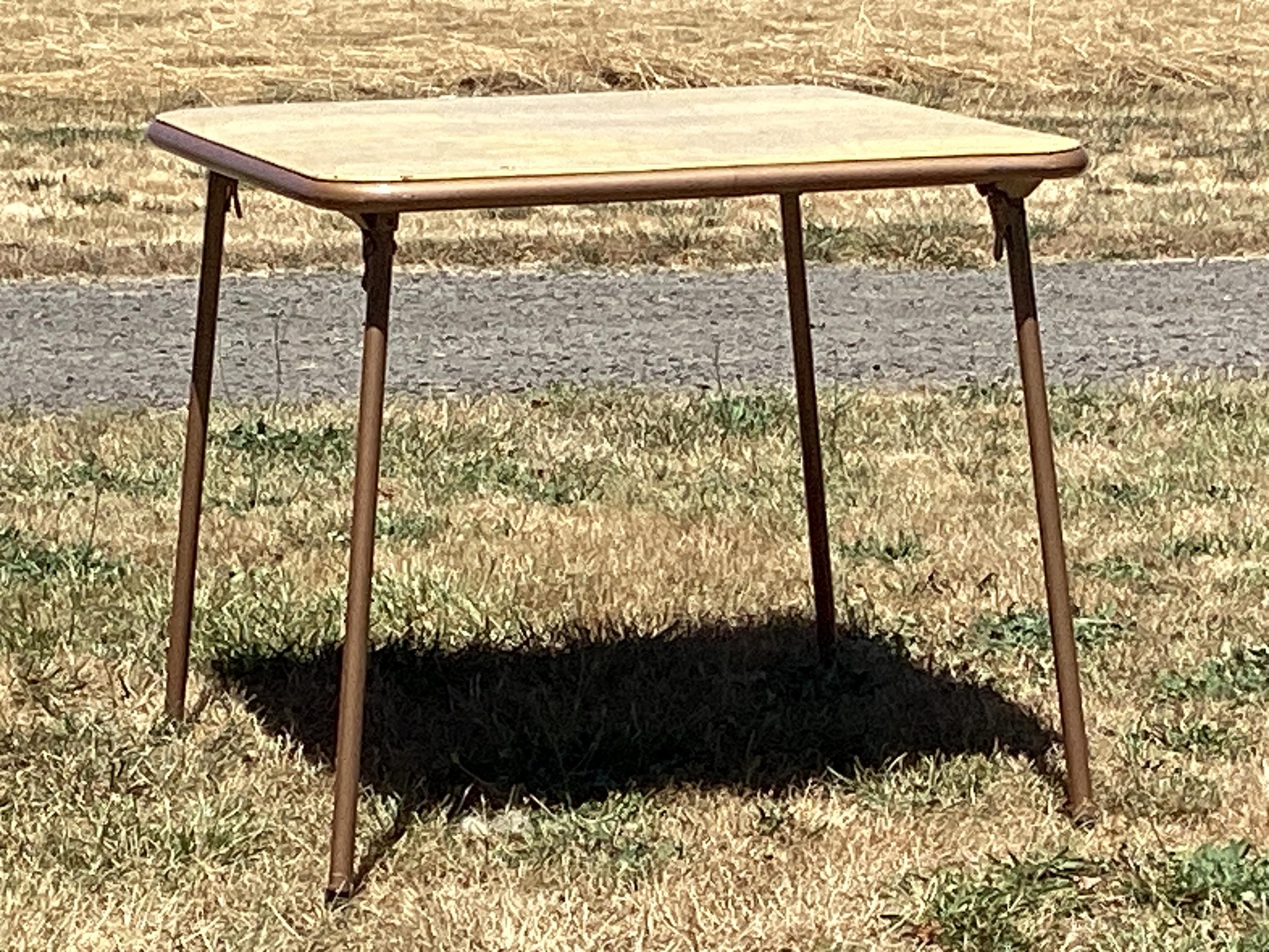 Card Table Yellow Vinyl Folding Mid Century Portable - Etsy