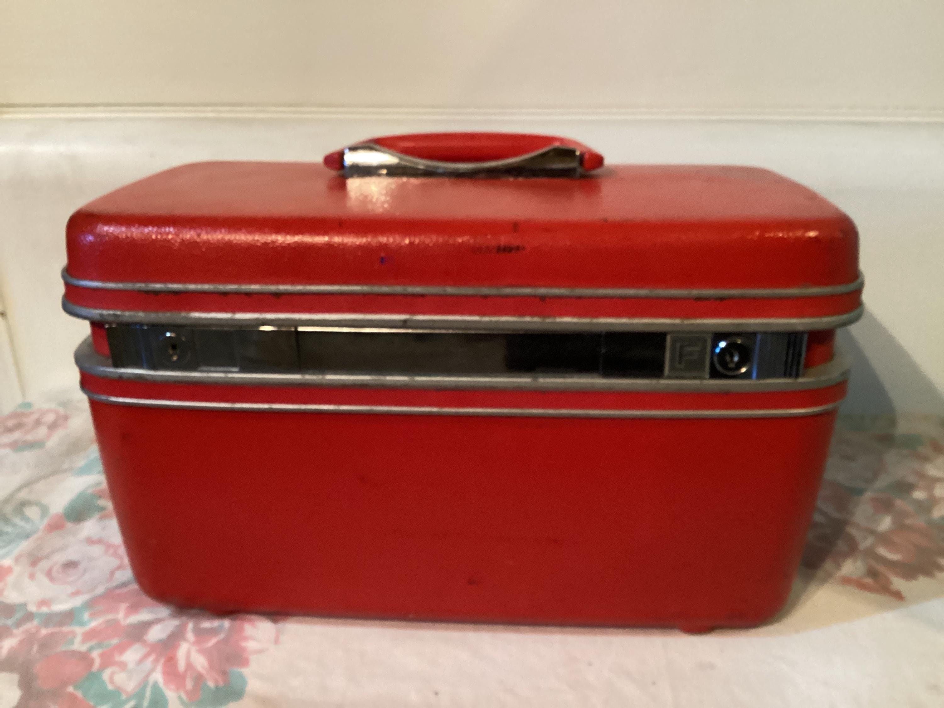 Train Case Samsonite Makeup Red Vintage Lined - Etsy