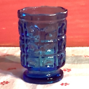 Juice Blue Cut Glass Mid Century
