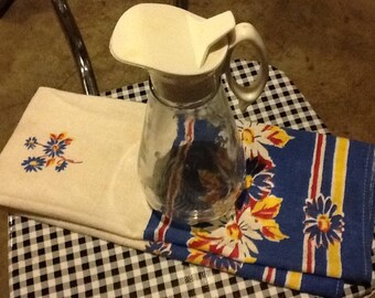 Syrup Pitcher Tall White Top Vintage