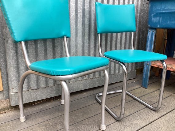 Chair Dining Turquoise Chrome 1950 Kitchen - Etsy