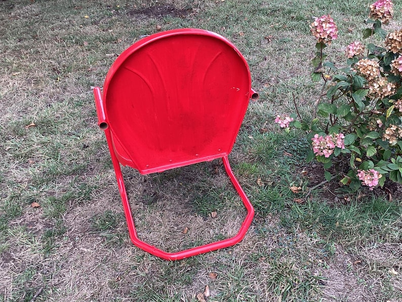 Red Shell Chair Clam Shell Chair Red Patio Metal Antique - Etsy