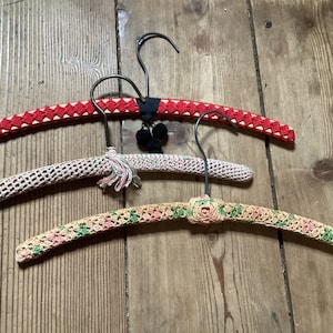 Hangers Crocheted Wood Wire Antique Set
