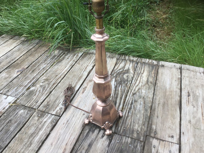 Brass Lamp Standing Antique Table