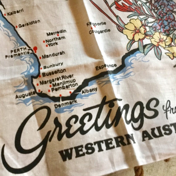 Hand Towel Souvenir Australia Linen Vintage