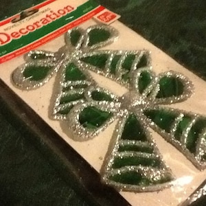 Bells Christmas Green Silver Decor Vintage