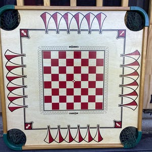 Carrom Game Board Two Sided Checkers Antique