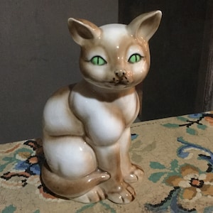Siamese Cat Ceramic Statue Vintage