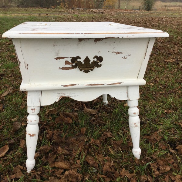 Table Coffee End Storage Wood White Mid Century