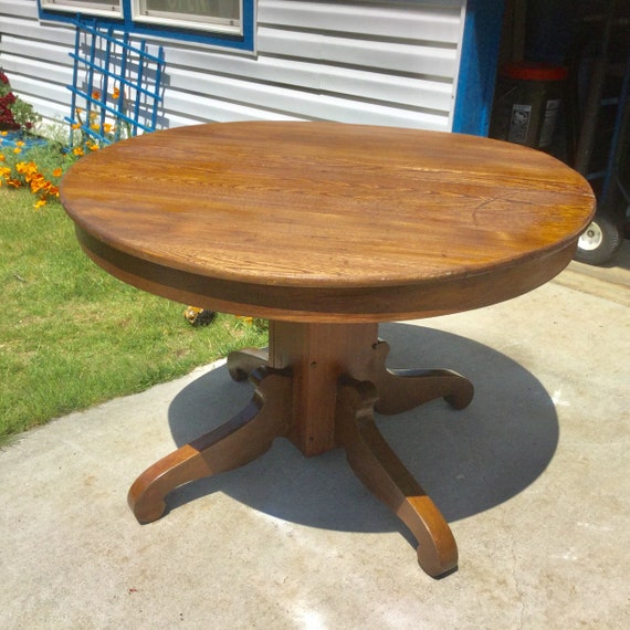 Vintage Oak Pedestal Table 53 Off Pwdnutrition Com Vintage Oak Pedestal Table 53, Round Oak Pedestal Table Antique