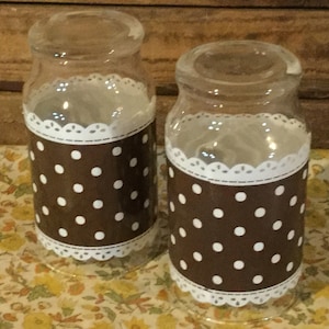 Glass Drinking Brown Polkadot Retro Clear