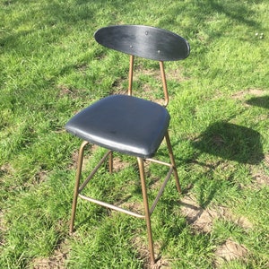 Stool Minimalist Black Metal Swivel Retro Industrial