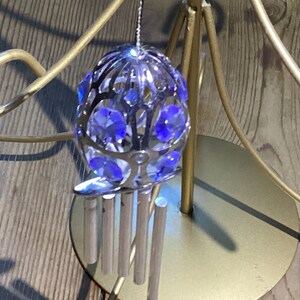 Egg Chimes Silver Blue Beads Hanging