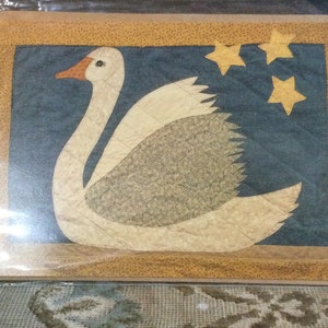 Pattern Quilt Swan Country Card Vintage