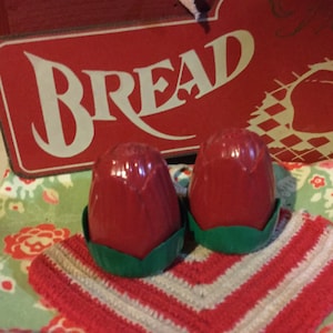Tulip Salt Pepper 1950 Red Green Plastic