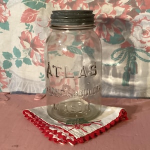 Jar Atlas Mason Quart Zinc Lid Antique