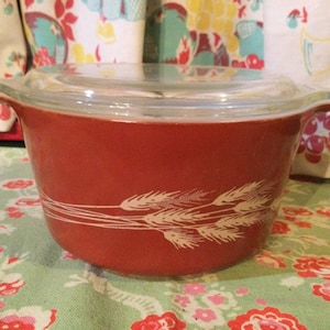 Pyrex Casserole Dish Autumn Harvest Wheat Lid