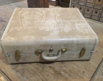 Suitcase Marbled White Samsonite Gold Antique