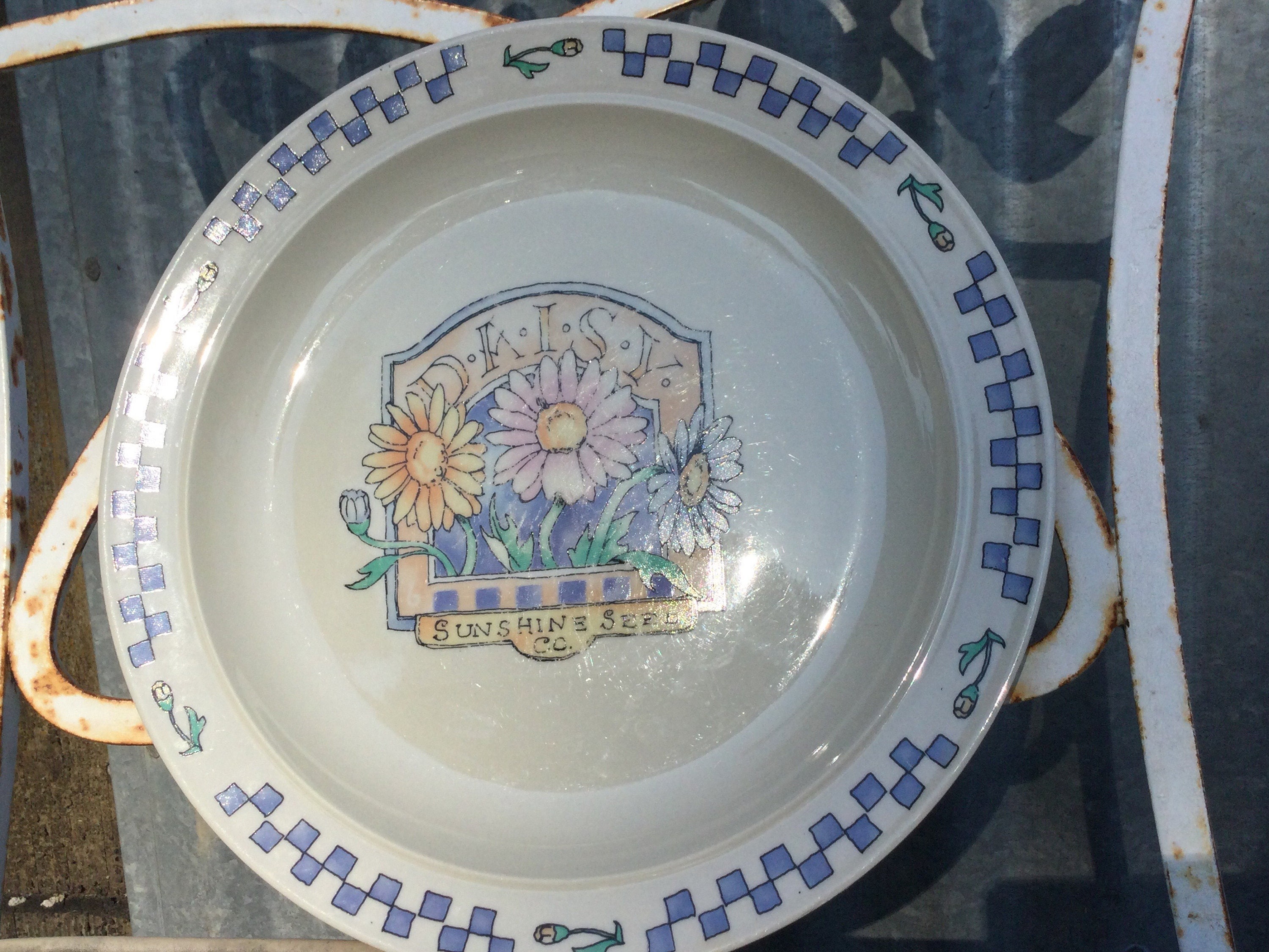Dinner Plate Daisy Blue Checks Gibson Replacement Etsy UK