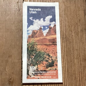 Map Utah Nevada AAA 1991