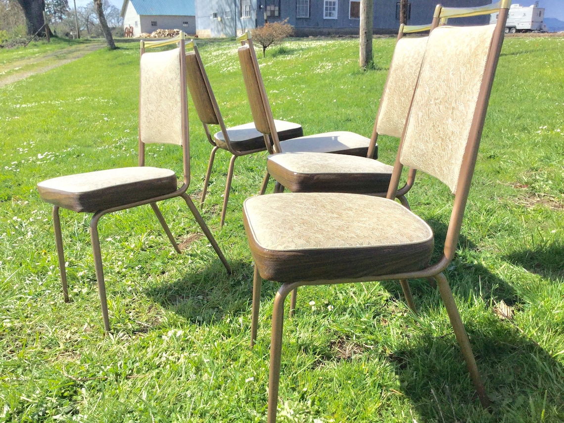 Chairs Dining Vinyl Retro Kitchen Etsy