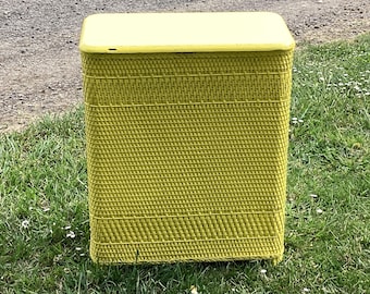Hamper Wicker Wood Yellow Large Antique