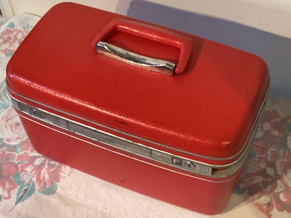 Train Case Samsonite Makeup Red Vintage Lined - Etsy
