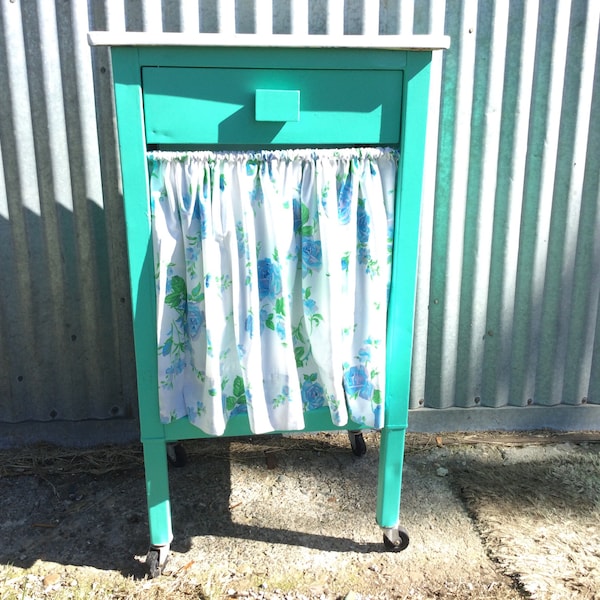 Cabinet Metal Medical Dental Bathroom Turquoise Vintage