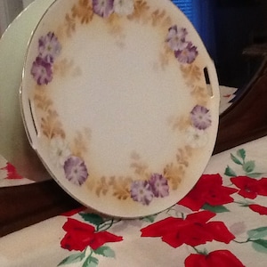 Plate German slotted china lavender flowered antique