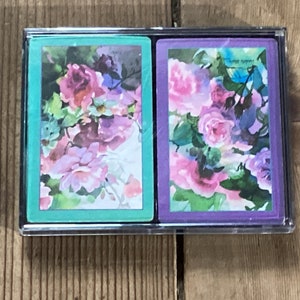 Card Deck Playing Double Flowered Cintage
