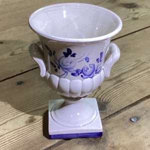 Vase Ceramic Blue White Vintage