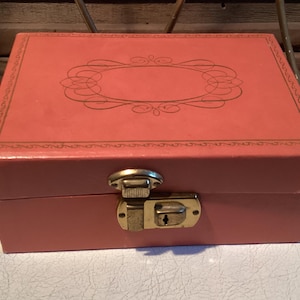 Jewelry Box Pink Gold Mid Century