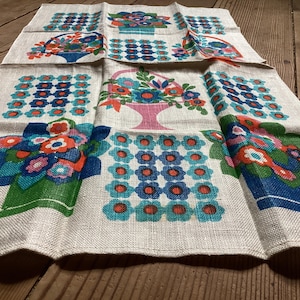 Hand Towel Linen 1960 Flower Basket Kirchen