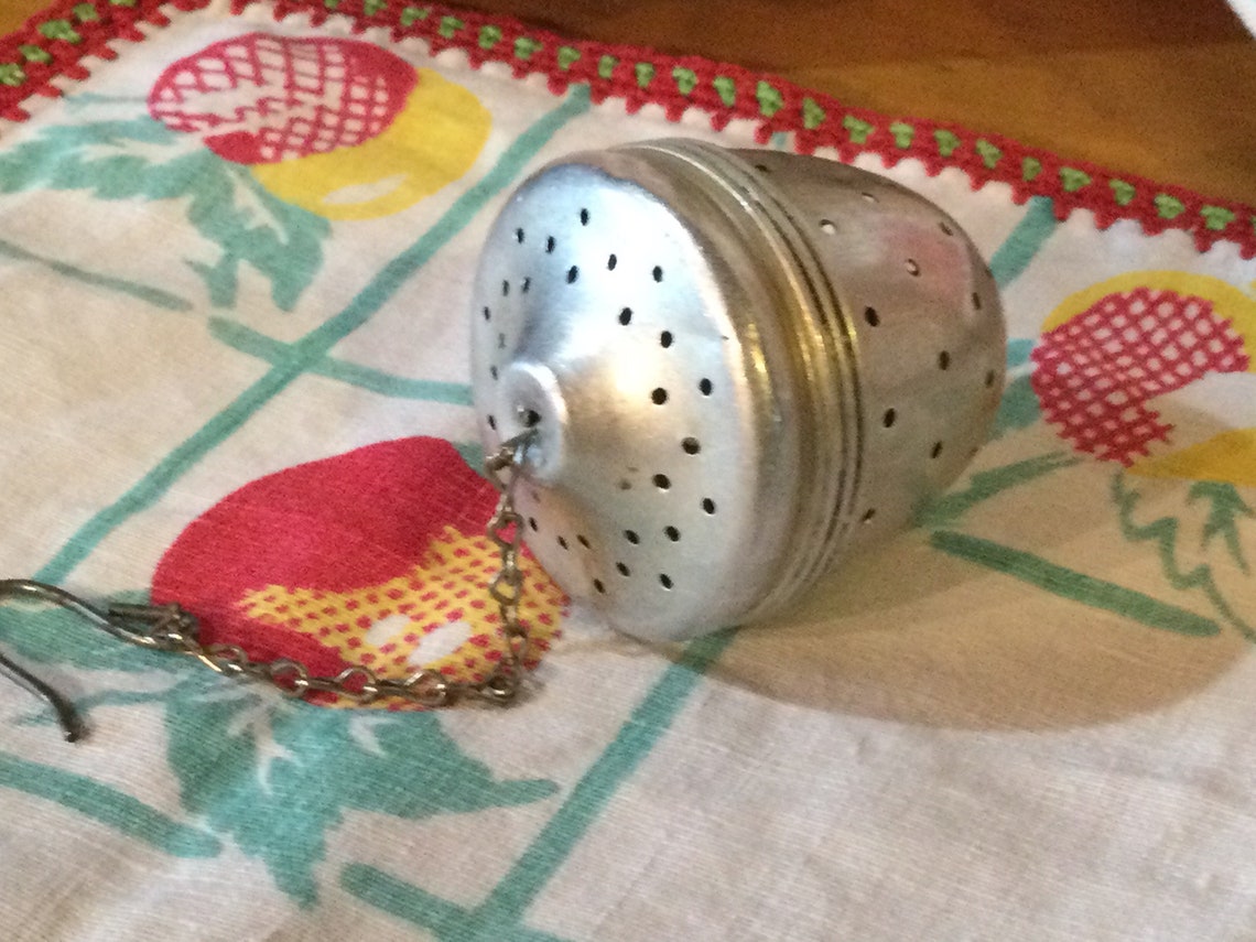 Tea Ball Acorn Strainer Chain Aluminum Basket Etsy
