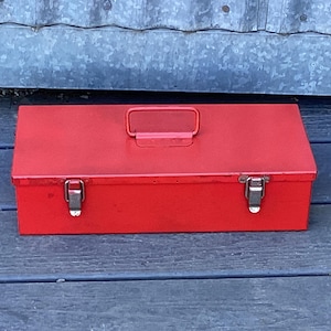 Toolbox Red Metal Heavy Duty Soldering Antique