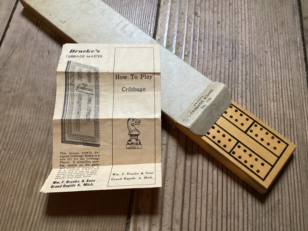 Cribbage Board Wood Game Pieces Vintage Etsy