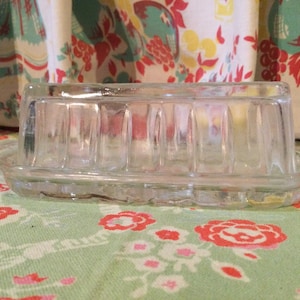 Butter Dish Glass Crystal Clear Vintage
