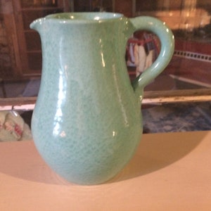 Pottery Pitcher Turquoise Mid Century