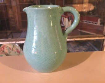 Pottery Pitcher Turquoise Mid Century