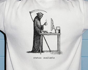 Camiseta "La Parca en el ordenador": disponible / Camiseta divertida para trabajadores del sector tecnológico