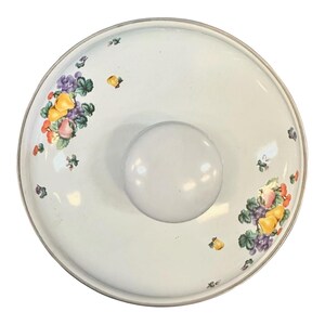 Vintage Enamelware Lid Fruit Pattern Cottagecore Kitchen Decor Retro Metal Pot Lid Floral Kitchen