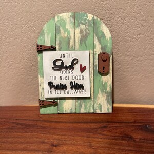 Until God Opens the Next Door Sign, Christian Door Plaque, Praise Him in the Hallways Decor, Rustic Faith Shelf Sign, Inspirational Gift