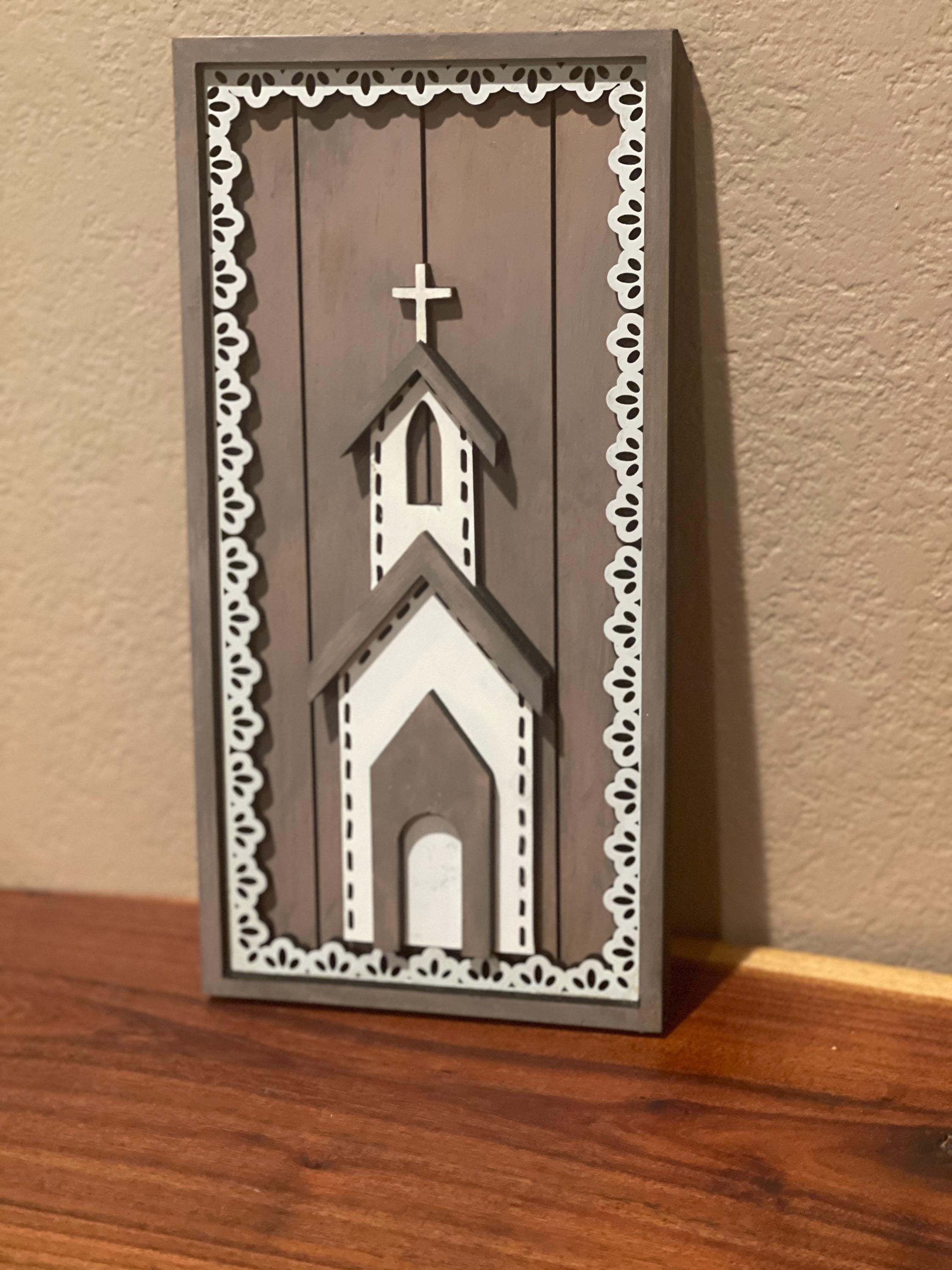 Rustic Church Sign Rustic Church Sign, Christian Farmhouse Wall Decor, Layered Chapel ...