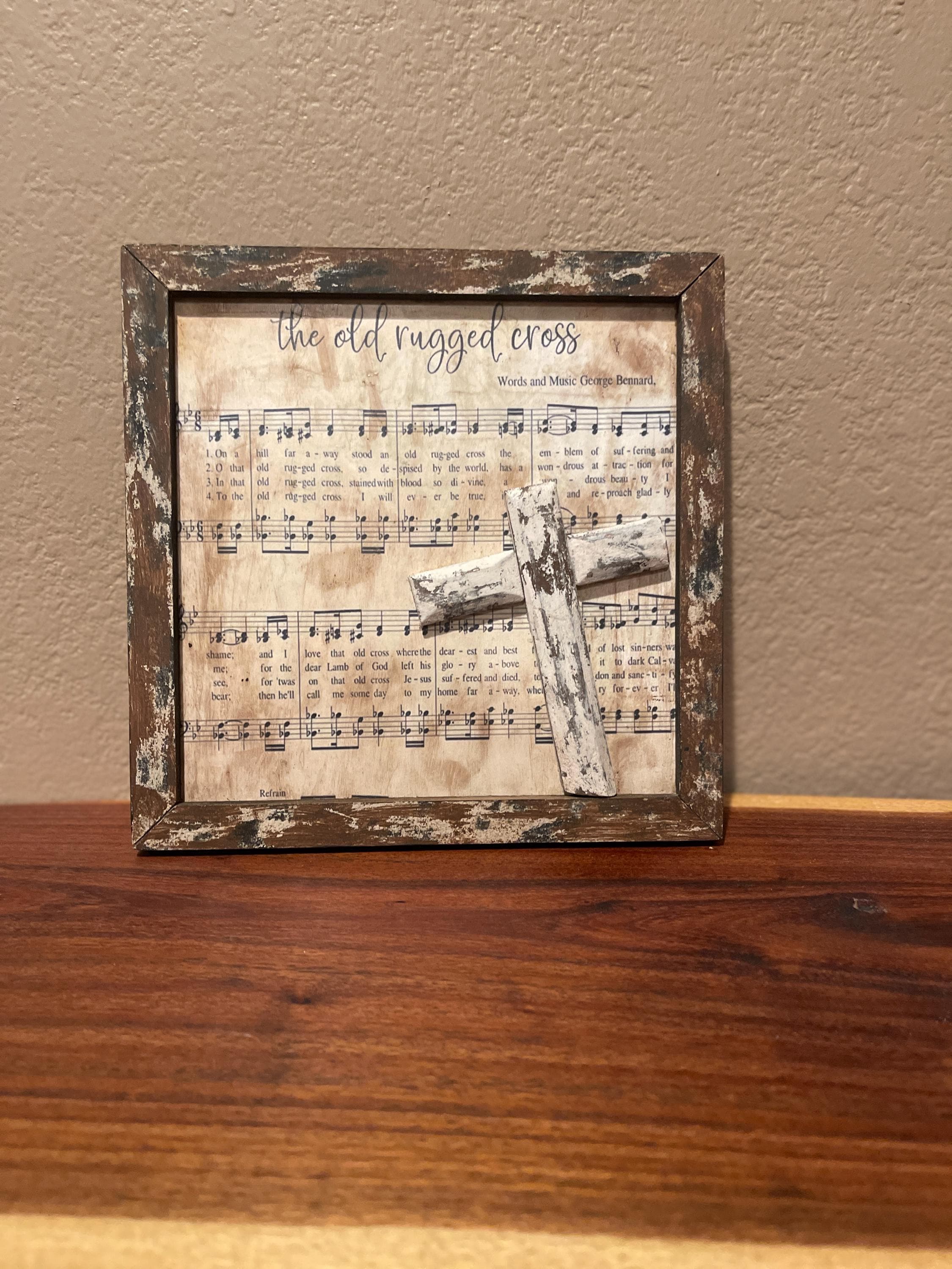 Old Rugged Cross Sign, Rustic Hymn Wall Decor, Christian Farmhouse ...