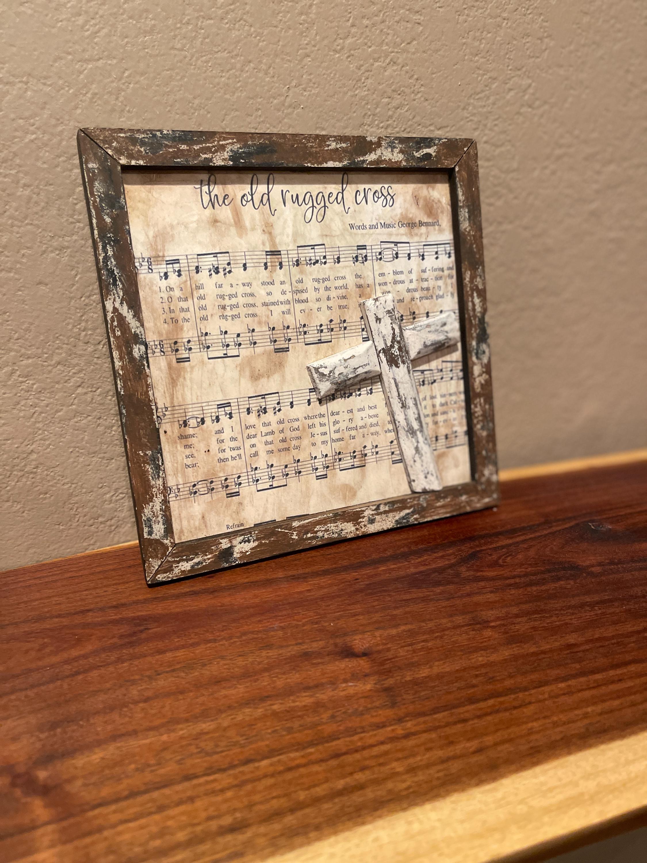 Old Rugged Cross Sign, Rustic Hymn Wall Decor, Christian Farmhouse ...